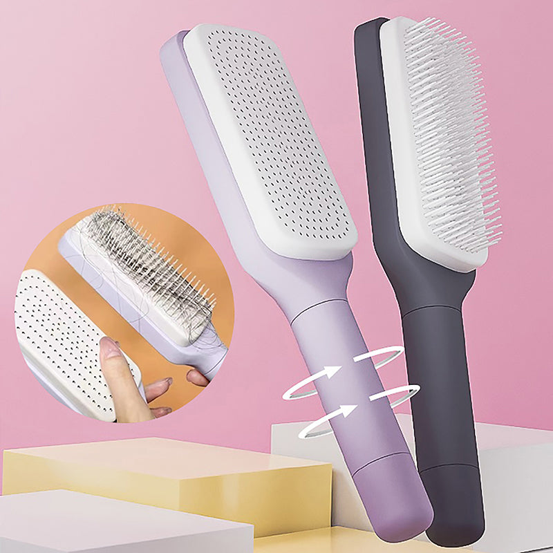 Self-Cleaning Easy-Twist Hair Brush