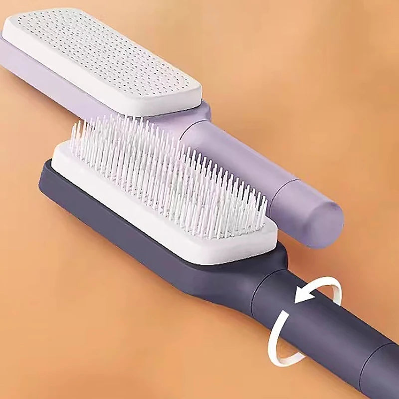 Self-Cleaning Easy-Twist Hair Brush